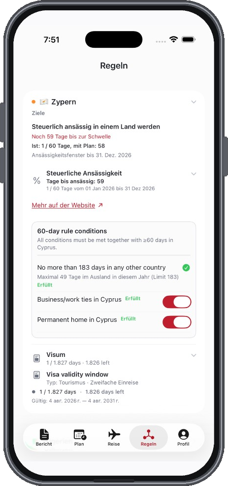 Resifly-App: Regeln und Steuerresidenz